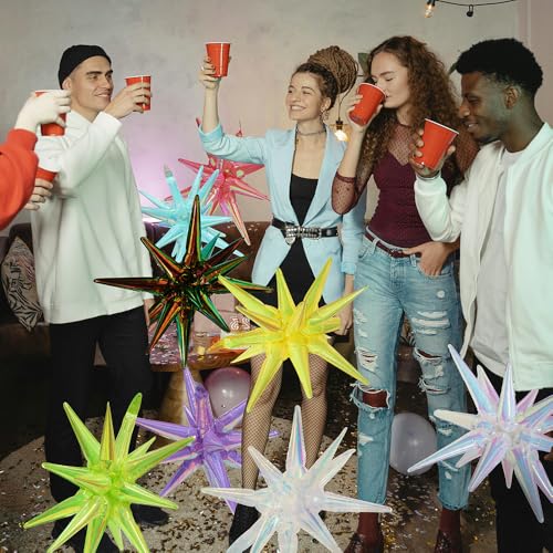 Dazzle Fluorescent Green Spiky Star Balloons - 6 Pack Explosion Party Decor