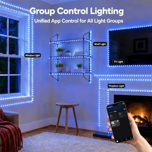 RGB USB Fairy Lights 50ft 150 LEDs with Remote & App Control, Music Sync, Timer, Indoor Holiday Decor