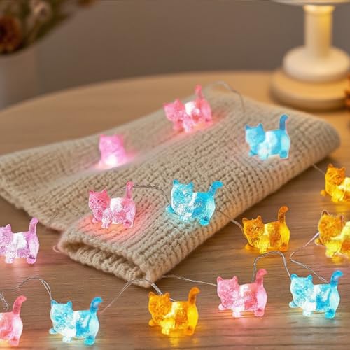 Cat String Lights - 30 LED Indoor Fairy Lights with USB Plug - 10ft
