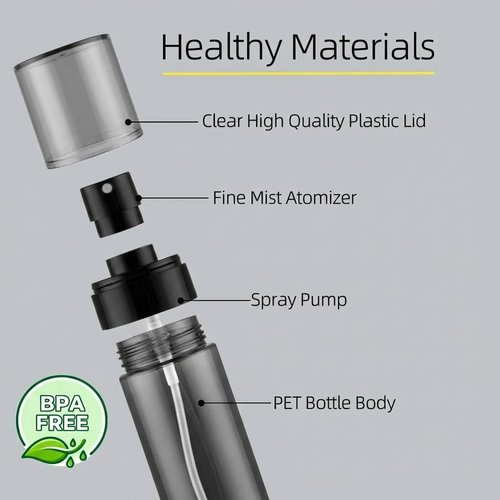 JUNIPLTER 3 Pack Spray Bottles 2oz / 60ml, Fine Mist Small Spray Bottle Leak Proof, Refillable Travel Bottles for Toner, Cosmetics & Hair Care (Black, 2 oz / 60 ml)