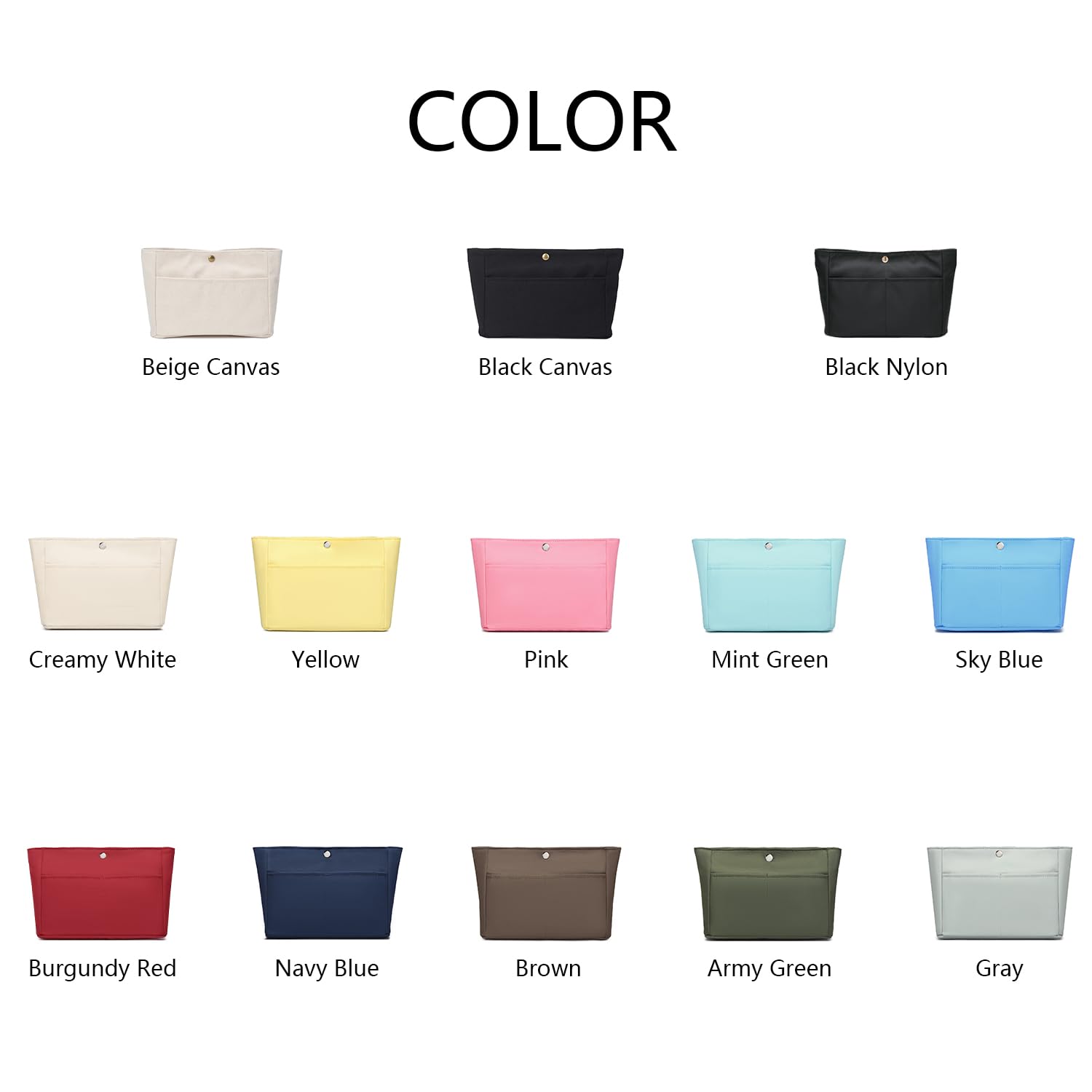 YONEBN Waterproof Storage Bag Lightweight Large Capacity Nylon Bag Inner Bag Handbag Organizer (Nylon/Yellow)