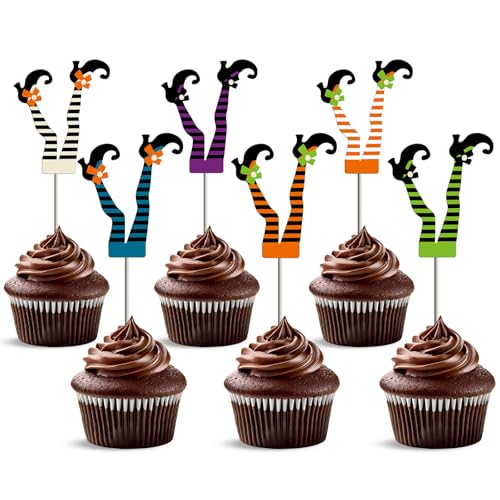 Halloween Witch Cupcake Toppers - 24 Pack Witch Boot Cake Decorations with Variation Halloween-24