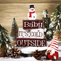 Winter Christmas Wooden Tabletop Centerpiece Set - Rustic Holiday Decor