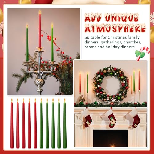 Christmas Taper Candles 36 Pack - Unscented Red and Green 10 Inch Dripless Candlesticks for Holiday Decor & Events (Variation: Red, Green)