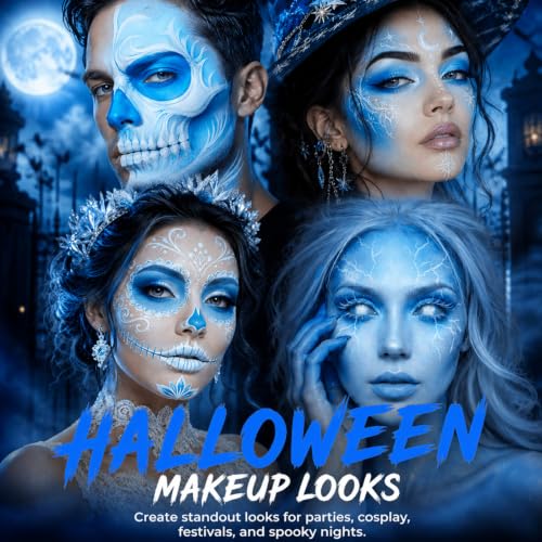Ice Queen Face & Body Paint Kit - Blue & White Oil-Based Makeup with Applicator