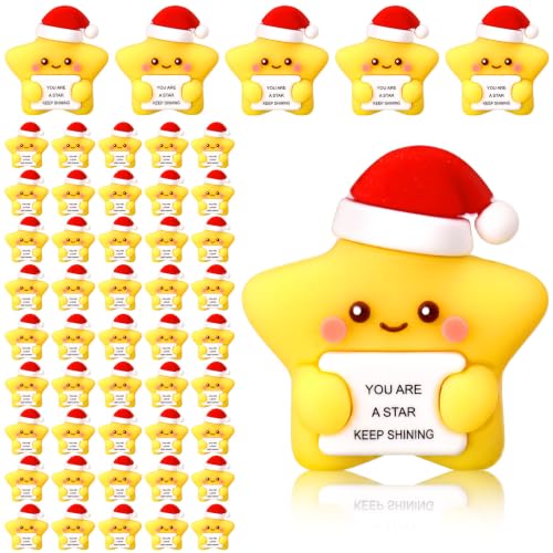 50 Pcs Xmas Star Inspirational Rubber Figures - Holiday Motivational Gifts