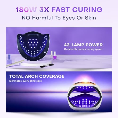 180W LED Nail Dryer with Touch Screen and 42 Beads - Fast Gel Polish Curing