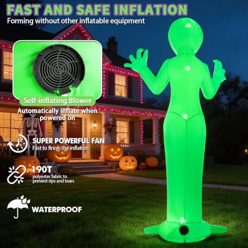 10FT Giant Halloween Alien Inflatable Outdoor Decoration with LED Lights