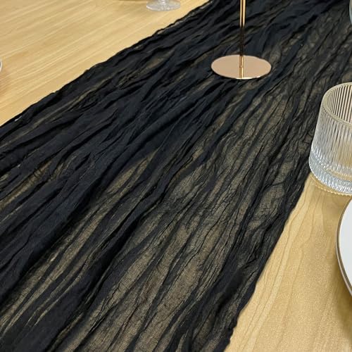 Black Cheesecloth Table Runner 3 Pack - 13.3ft Long, Elegant Wedding Decor