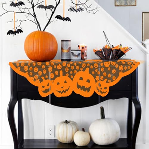 Halloween Lace Mantle Cover for Fireplace Decorations Jack O Lanterns Fall Home Decor