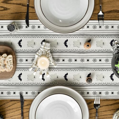 Halloween Table Runner 13x90 Inch Beige Polyester Home Party Decor