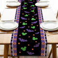 Seliem Halloween Bat Table Runner 13x72 Inches - Black Purple Skull Polka Dot Kitchen Decor