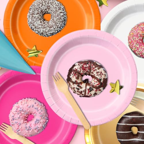 Pink & Orange Party Plates and Napkins Set - Serves 20, 60pcs Sunset Tropical Tableware for Birthday & Celebration - Pack of 2