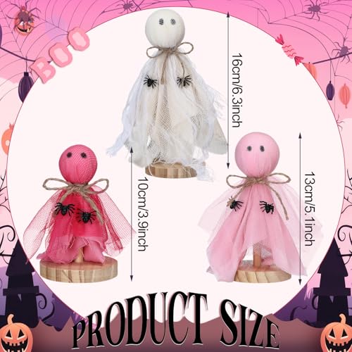 Pink Ghost Primitive Halloween Decorations Set of 3 - Creepy Variant