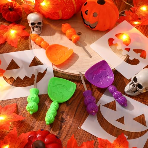 Halloween Pumpkin Carving Kit with Stencils - Multicolor, 48 Pieces with Green, Purple, Orange Variations