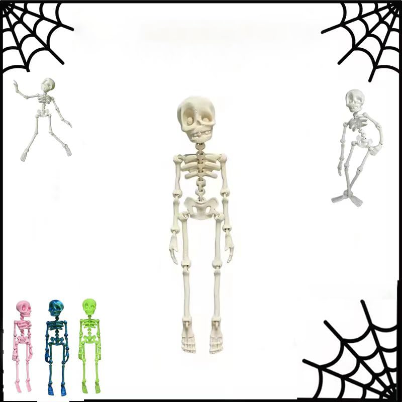 Poseable Skeleton Fridge Magnet - 3D Printed White Skeleton Decor, 7 Inch, One Size