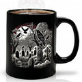 Halloween Color Changing Mug – 11oz Heat Sensitive Raven & Cemetery Coffee Cup