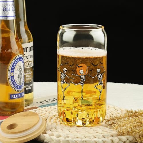 Halloween Skeleton Glass Cup with Variation Skeleton - Trick or Treat Tumbler