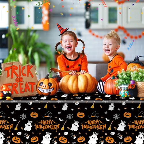 Halloween Party Tablecloth Set - 3 Waterproof Plastic Rectangular Decorations