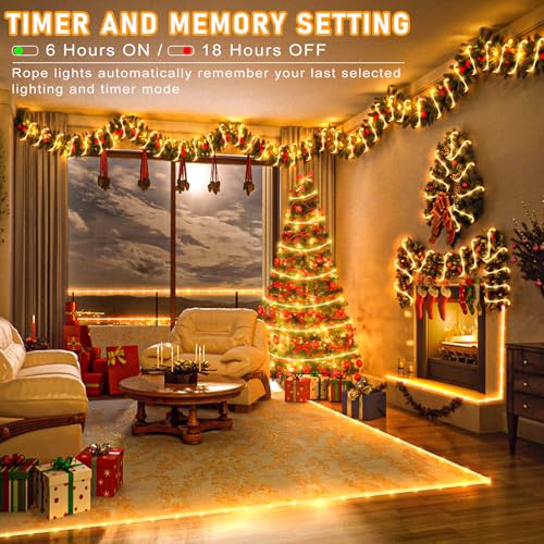 Outdoor Rope Lights 33ft 100 LEDs Warm White Waterproof & Connectable