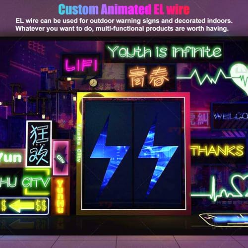 EL Wire Neon Lights 1M Light Blue - 5 in 1 Electroluminescent EL Wires Set for Holiday Party DIY Decoration