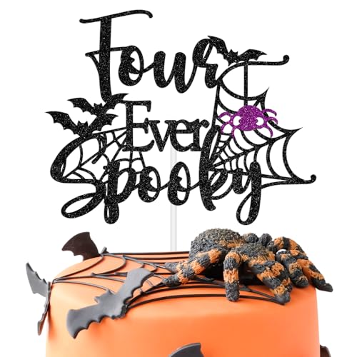 Halloween Spooky Cake Topper for 4th Birthday Party - Bat Ghost Design