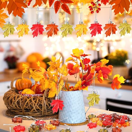 Thanksgiving Fall Maple Leaf Ornaments Set - 24 Mini Autumn Decorations