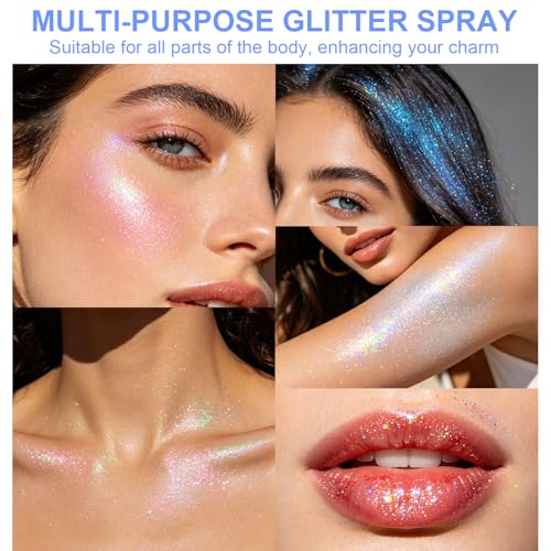 Rainbow Dazzle Hair & Body Glitter Spray Set - Sparkling Shimmer Powder, 2 Pack