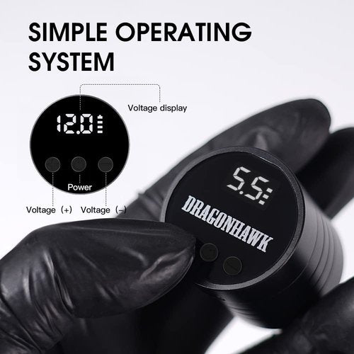 Dragonhawk S6 Pro Wireless Tattoo Gun Kit - 3.3oz Lightweight Machine with 1300mAh Battery for Long Working Time Complete Supplies with 20Pcs Cartridge Needles