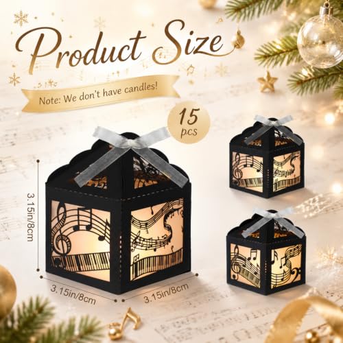Black Musical Note Centerpieces - 15 Pcs Music Lanterns for Party & Wedding Decor