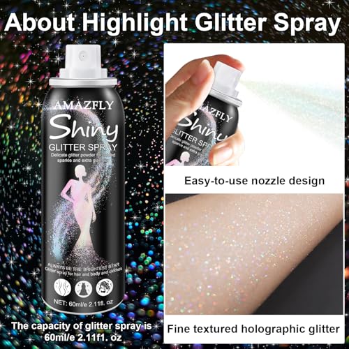 Rainbow Rain Glitter Spray - Long-Lasting Shimmer for Hair, Face, Clothing - 2.11oz