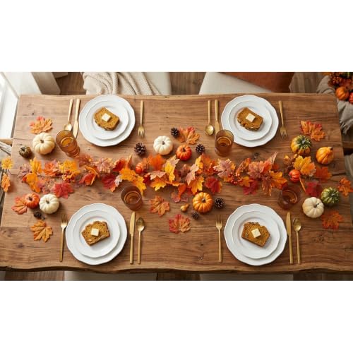 Artificial Fall Garland with Pumpkins & Maple Leaves - 5.2 Ft Orange-1