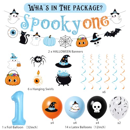 Halloween 1st Birthday Decorations Kit - Blue Spooky One Party Supplies