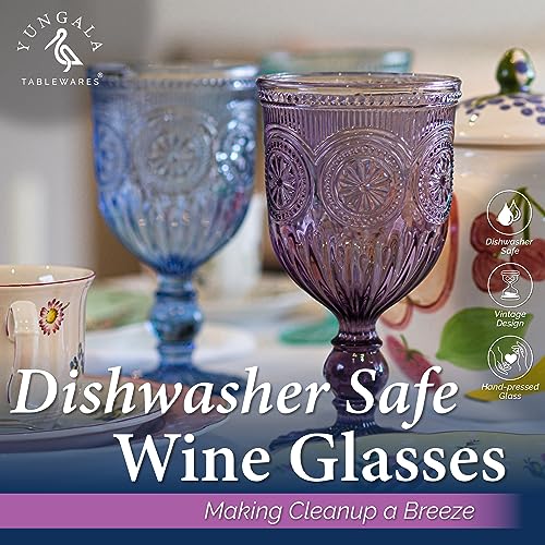 Purple Wine Glasses Set of 6 Vintage Hobnail Goblets 10 oz - Handcrafted