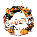 Halloween Wooden Door Sign Welcome Wreath - Spooky Holiday Decor