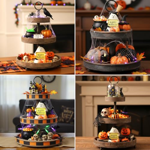 Halloween Ghost Cat Figurine - Cute Spooky Decoration with Witch Hat & Pumpkin - Mini Resin Halloween Gift - Ghost Variation