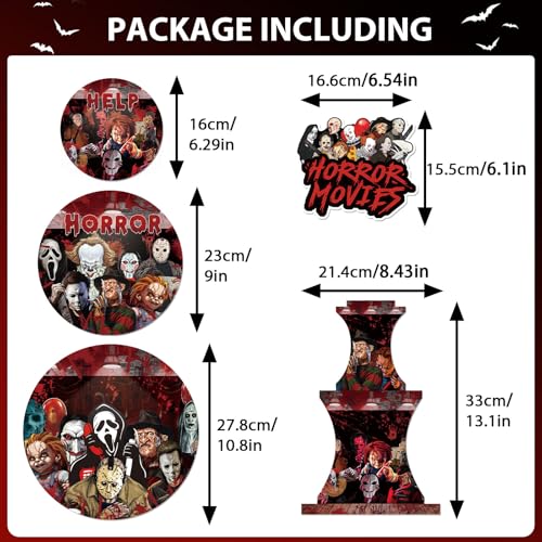 Halloween Cupcake Stand with Horror Scream Design and Toppers - 3 Tier Party Decor