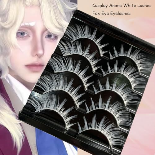 15MM White Fairy Eyelashes False Lashes for Cosplay & Natural Look - 5 Pairs