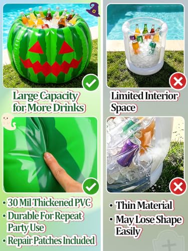 Inflatable Watermelon Cooler for Parties - 30x20 Inch Drink Cooler, Summer & Halloween Decor