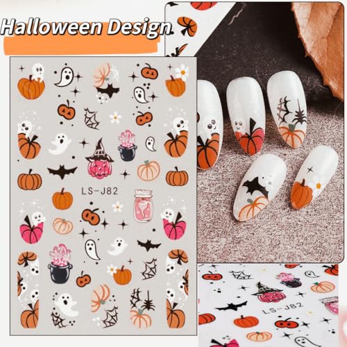 Qdsuh Halloween Nail Stickers - Pink Skull 3D Self-Adhesive Decals for Nail Art & DIY Party Decor