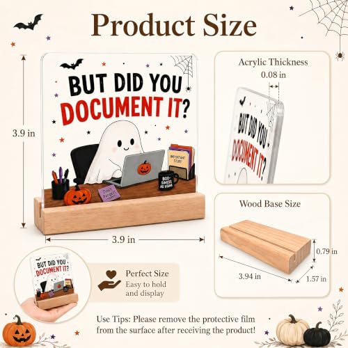 Halloween Desk Sign for Office - Funny Coworker Gift - Clear Variation
