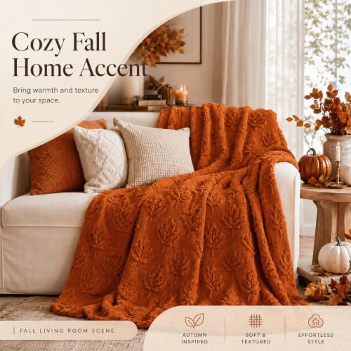 Halloween Fall Maple Leaf Blanket - Autumn Throw with 3D Maple Pattern - Cozy Decor for Couch Bed, 50x60 Inches - Variation: Halloween Fall Maple Leaf Blanket