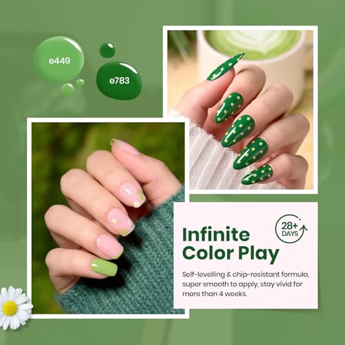 Beetles Green Gel Polish Set - Green Picnic, 6 Colors, Creame Variation