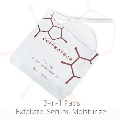 Coffeeface Anti-Aging Moisture Pads - 3-in-1 Exfoliating & Hydrating Skin Treatment | 8 Count | Hypoallergenic