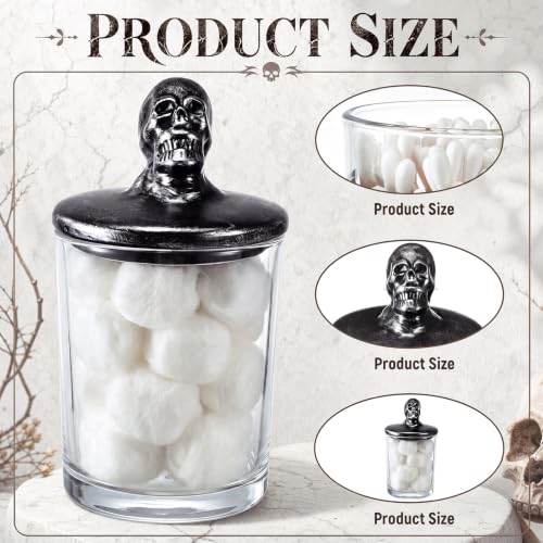Halloween Glass Storage Jars with Skull Ceramic Lids - 4 Pack Dark Decor
