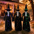 MCJC Halloween Witch Decorations Outdoor Set of 3 Light Up Stakes - Black