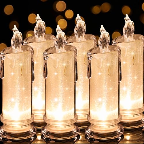 LED Flameless Candles Battery Operated 6 Pack - White, Safe & Realistic Flame Effect