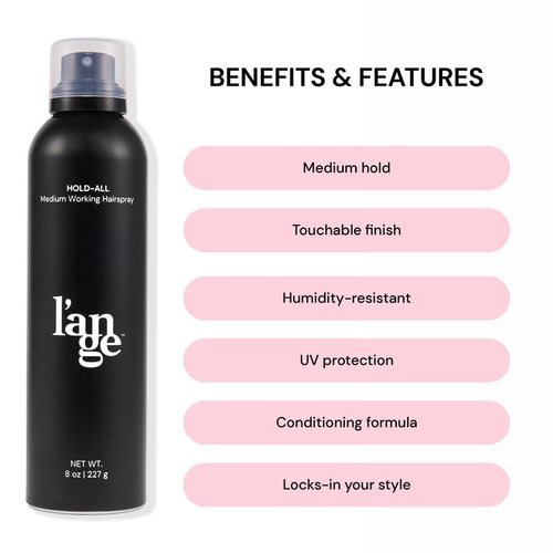 L'ANGE HAIR Hold-All Medium Working Hairspray - Brushable Finish & Flexible Hold | 8 oz