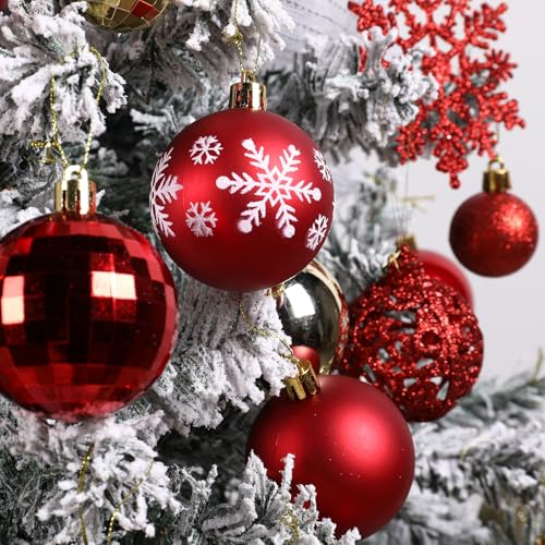 Christmas Ball Ornaments Set 95Pcs - Red & Gold Holiday Decorations with Gift Package