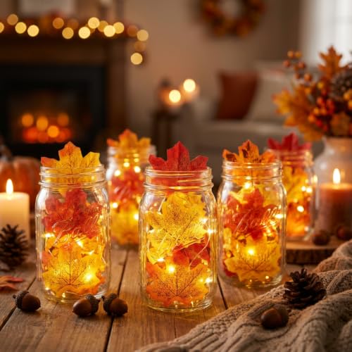 Fall Leaves Fake Maple Leaves Set - Fall-a, 400pcs Autumn Decor